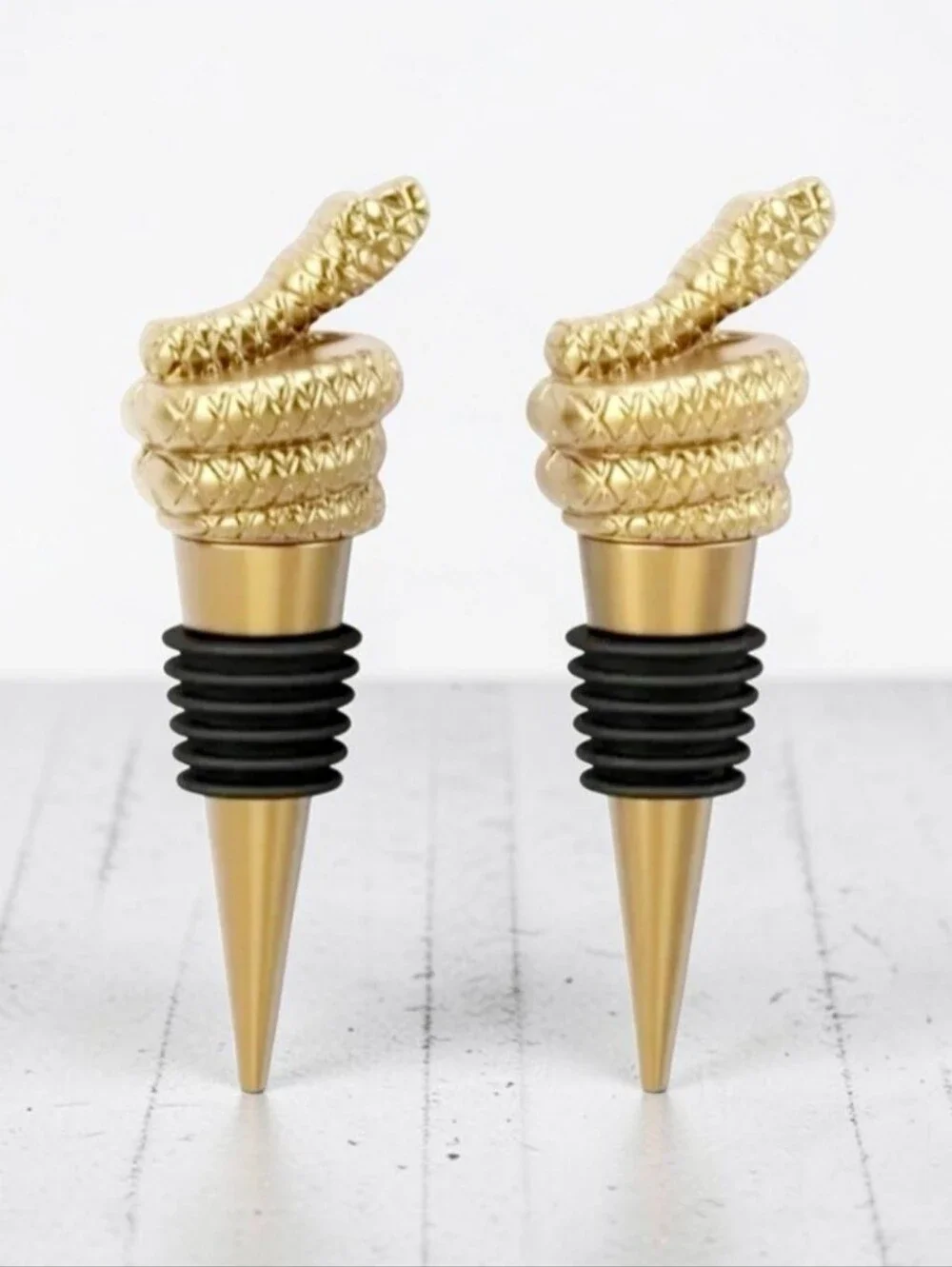 Threshold Brand Elegant Gold Snake Bottle Stoppers 2-Pc Set Halloween collection